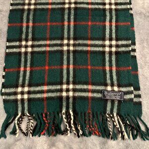 Burberry Green Plaid Cashmere Scarf